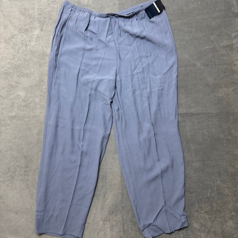 Venezia Vtg Pants Women 18/20 Light Blue Straight Gauzy Crepe Textured Coastal